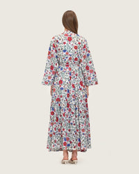 Floral Tiered Maxi Wrap Dress with Waist Tie Tassels - Noētic