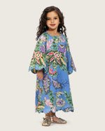 Girls Floral Blue Maxi Kaftan with Relaxed Silhouette - Noētic
