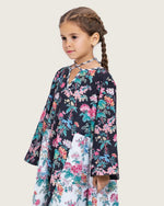 Girls Floral Cotton Dress with Tie Neck and Tassels - Noētic