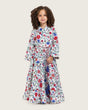 Girls Floral Tiered Wrap Dress in Cotton Fabric - White - Noētic