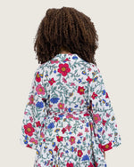 Girls Floral Tiered Wrap Dress in Cotton Fabric - White - Noētic