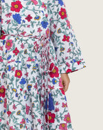 Girls Floral Tiered Wrap Dress in Cotton Fabric - White - Noētic