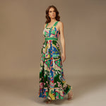 Green Printed Cotton Maxi Dress - Noētic