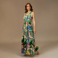 Green Printed Cotton Maxi Dress - Noētic