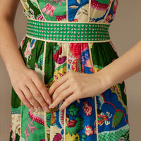 Green Printed Cotton Maxi Dress - Noētic