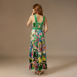 Green Printed Cotton Maxi Dress - Noētic