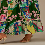 Green Printed Cotton Maxi Dress - Noētic