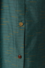 Green Striped Abaya with Decorative Buttons - Noētic