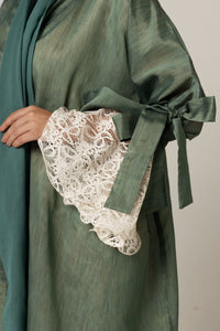 Green with Lace Sleeves Abaya - Noētic