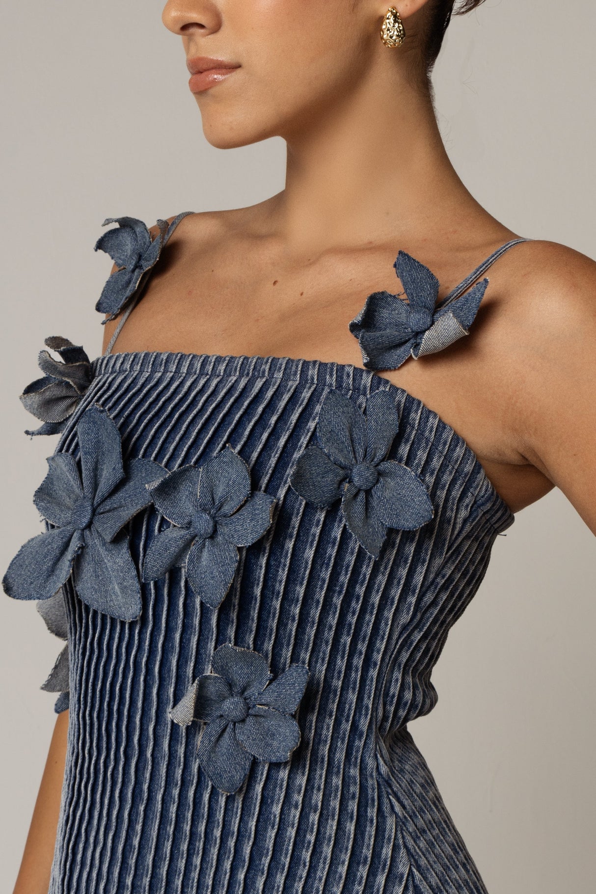 Hand Appliquéd Denim Dress - Noētic