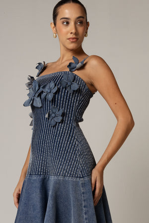 Hand Appliquéd Denim Dress - Noētic