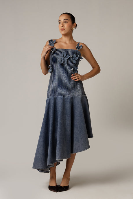 Hand Appliquéd Denim Dress - Noētic