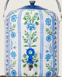 Hand-Painted Blue Meadow Urn and Stool Set - 15 liters - Noētic