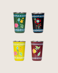 Hand-Painted Folk Floral Tumbler 4 Piece Set - Noētic