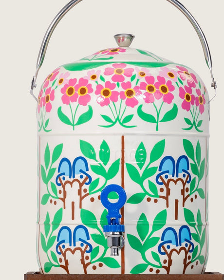 Hand-Painted Garden Urn and Stool Set - 15 liters - Noētic