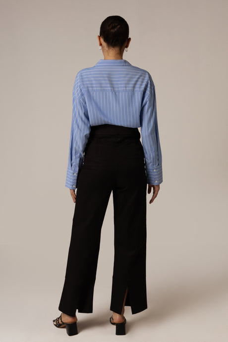 High Waisted Twill Black Pants - Noētic