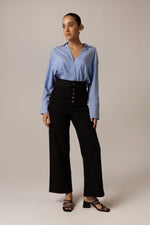 High Waisted Twill Black Pants - Noētic