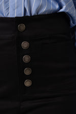 High Waisted Twill Black Pants - Noētic