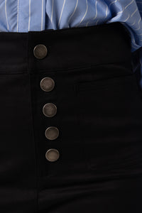 High Waisted Twill Black Pants - Noētic