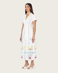 Ivory Bloom Linen Dress - Noētic