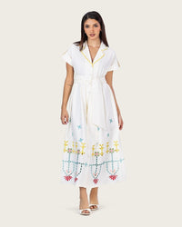 Ivory Bloom Linen Dress - Noētic