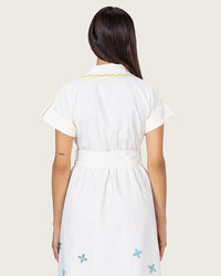 Ivory Bloom Linen Dress - Noētic