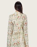 Ivory Floral Maxi Dress with Cape Sleeves - Noētic