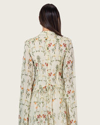 Ivory Floral Maxi Dress with Cape Sleeves - Noētic