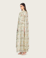 Ivory Floral Maxi Dress with Cape Sleeves - Noētic