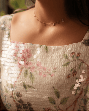 Ivory Floral Sequin Maxi Dress - Noētic