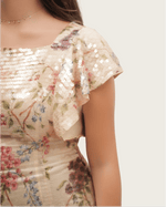Ivory Floral Sequin Maxi Dress - Noētic