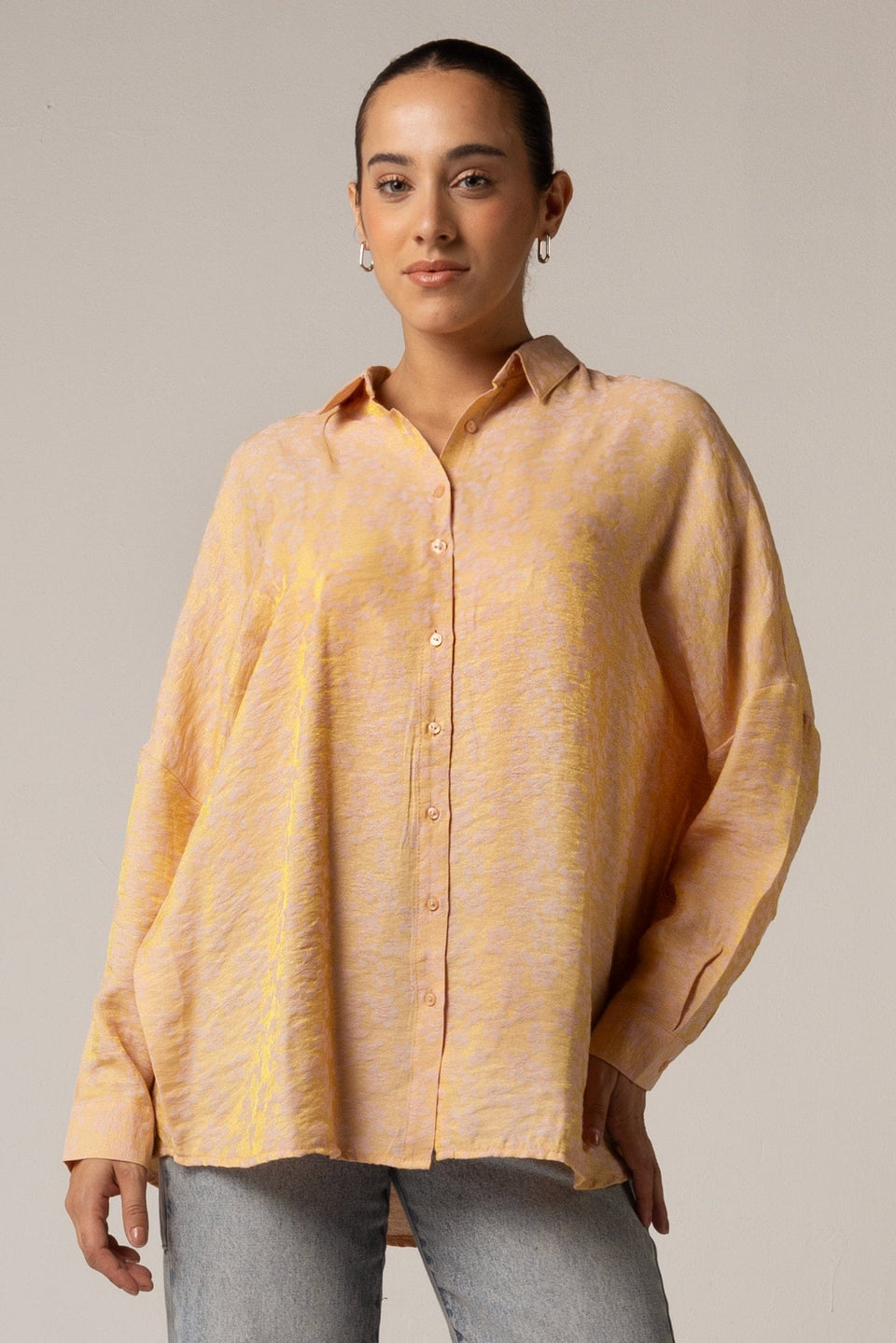 Jaquard Oversized Shirt with Shimmery Effect - Noētic