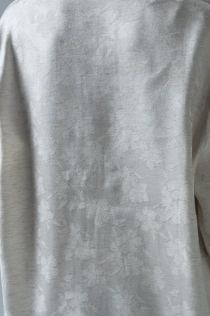 Jaquard Oversized Shirt with Shimmery Effect - White - Noētic