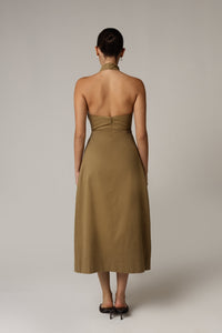 Khaki Halter Neck Dress - Noētic