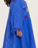 Kids Eyelet Cotton A-Line Dress with Handmade Beaded & Sequin Details - Noētic