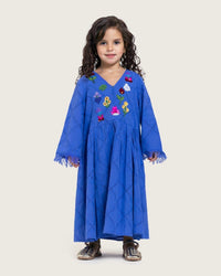 Kids Eyelet Cotton A-Line Dress with Handmade Beaded & Sequin Details - Noētic