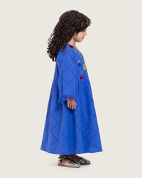 Kids Eyelet Cotton A-Line Dress with Handmade Beaded & Sequin Details - Noētic