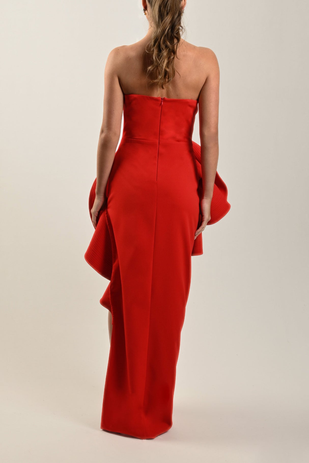 Long Flower Detail Red Dress - Noētic