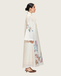 Loose A-Line Linen Dress with Floral Print - Noētic