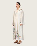Loose A-Line Linen Dress with Floral Print - Noētic