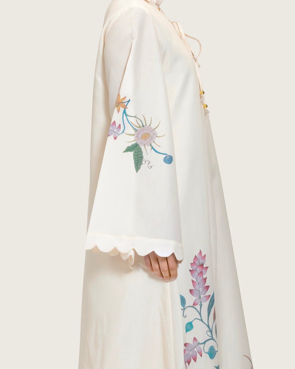 Loose A-Line Linen Dress with Floral Print - Noētic