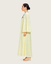 Loose Eyelet Cotton Dress with Handmade Beaded & Sequin Embellishments - Noētic