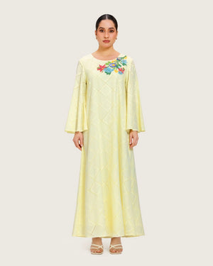 Loose Eyelet Cotton Dress with Handmade Beaded & Sequin Embellishments - Noētic