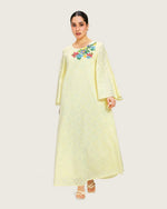 Loose Eyelet Cotton Dress with Handmade Beaded & Sequin Embellishments - Noētic