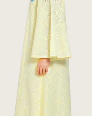 Loose Eyelet Cotton Dress with Handmade Beaded & Sequin Embellishments - Noētic