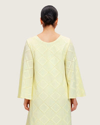 Loose Eyelet Cotton Dress with Handmade Beaded & Sequin Embellishments - Noētic