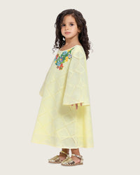 Loose Eyelet Cotton Kids Dress with Handmade Beaded & Sequin Embellishments - Noētic