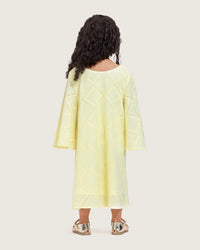 Loose Eyelet Cotton Kids Dress with Handmade Beaded & Sequin Embellishments - Noētic