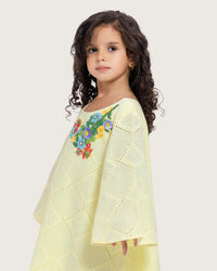 Loose Eyelet Cotton Kids Dress with Handmade Beaded & Sequin Embellishments - Noētic