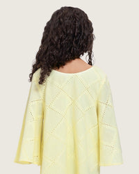 Loose Eyelet Cotton Kids Dress with Handmade Beaded & Sequin Embellishments - Noētic
